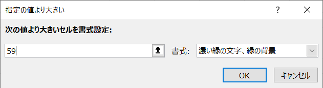 基準を超える得点の書式設定