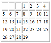 最初の週の曜日を調整