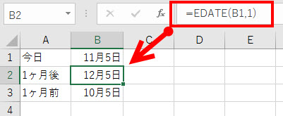 1ヶ月後の日付を求める