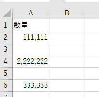 0以外は3けた桁区切りで表示される