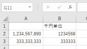 桁区切りなしの千円単位